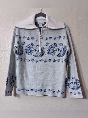 NWT Rachel Zoe Paisley Quarter Zip Sweater Medium